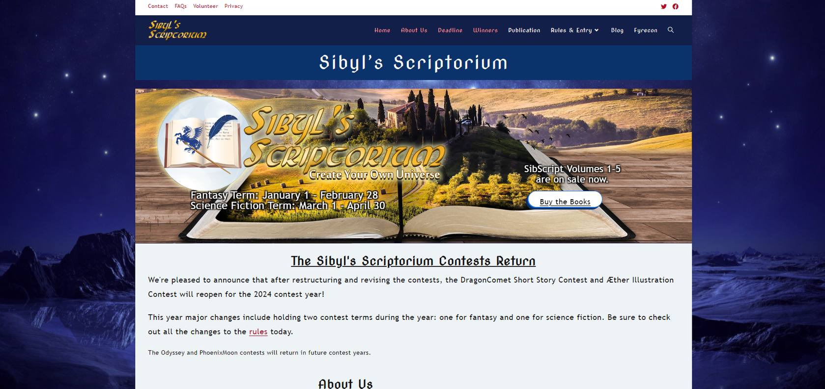 Sibyl's Scriptorium Contest Website